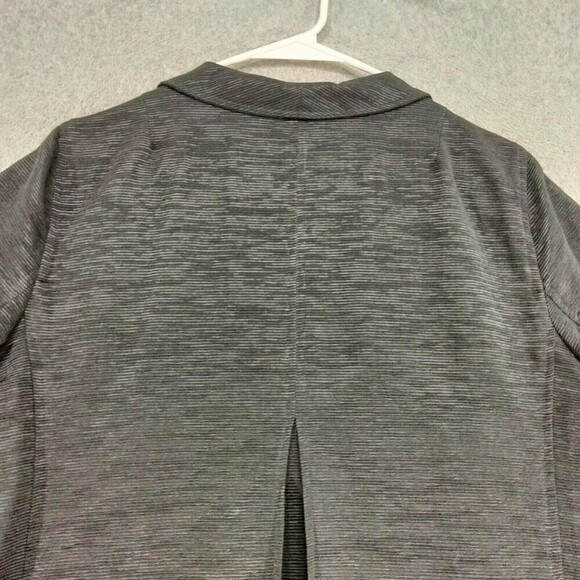 Eileen Fisher Dinner Blazer Womens Sz L Black 3/4 Sleeve Solid Open Front Fitted - Picture 11 of 13